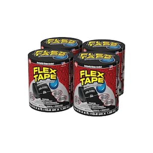 Flex Tape Black 4 in. x 5 ft. Strong Rubberized Waterproof Tape (4-Pack)
