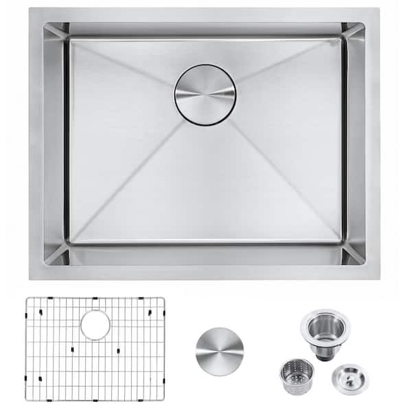 Attop 18-Gauge Stainless Steel 23 in. Single Bowl Undermount Kitchen Sink