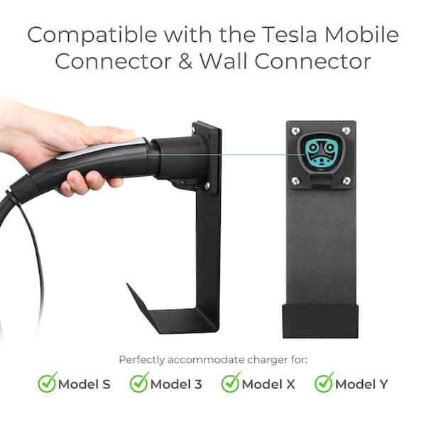 Lectron Tesla NACS Electric Vehicle Charger Nozzle Holster Dock J Hook for Cable Management Tesla Charger Cord Organizer Compatible with Mobile