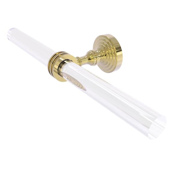 Allied Brass Pacific Grove Collection 13 in. Wall Mounted 2 Arm Guest Towel Holder with Dotted Accents in Unlacquered Brass
