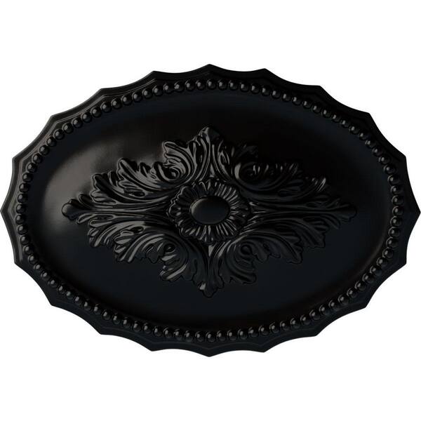 Ekena Millwork 1-1/2" x 16-7/8" x 11-3/4" Polyurethane Oxford Ceiling Medallion, Hand-Painted Jet Black