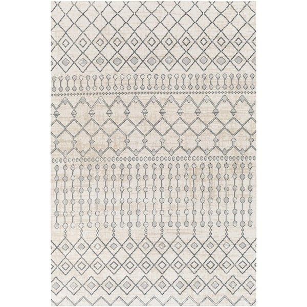 Eastman Light Grey 9 ft. x 12 ft. Indoor Machine-Washable Area Rug