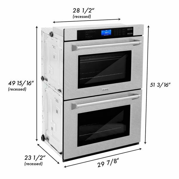 Zline Kitchen And Bath 30 Professional Electric Double Wall Oven With Self Clean In Durasnow Stainless Steel Awds - Wall Oven Opening Size