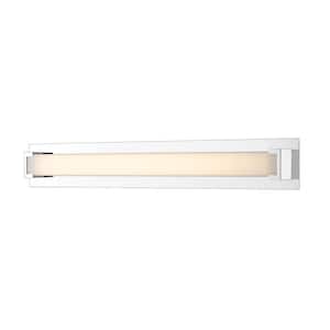 Elara 38.6 in. 1-Light Chrome Integrated LED Shaded Vanity Light with Frosted Acrylic Shade