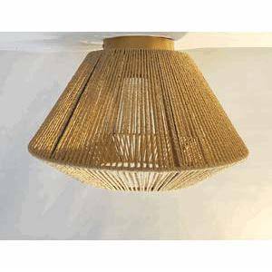 Brown Glass LED Ceiling Lamp with Paper Rope Shade