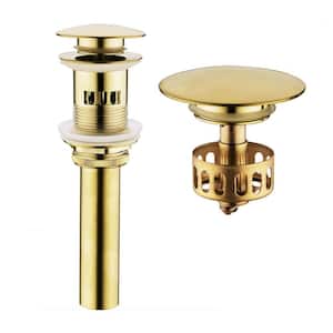 8.5 in. Bathroom and Vessel Sink Pop-Up Drain with Overflow in Gold