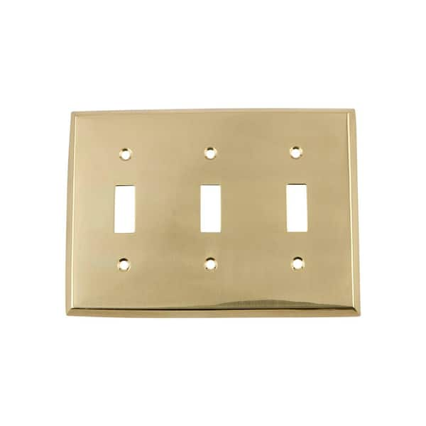 Brass 3-Gang 3-Toggle Wall Plate (1-Pack)