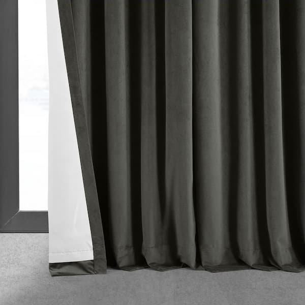 Exclusive Fabrics & Furnishings Black Extra Wide Velvet Rod Pocket Blackout  Curtain - 100 in. W x 108 in. L (1 Panel) VPCH-VET1212-108 - The Home Depot