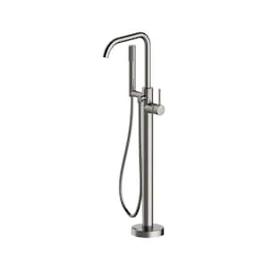 Contento Single-Handle Freestanding Tub Filler in Brushed Nickel