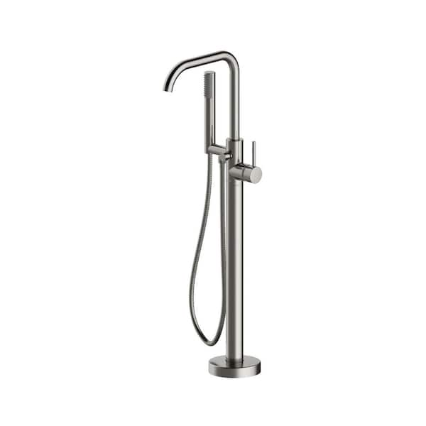 Contento Single-Handle Freestanding Tub Filler in Brushed Nickel