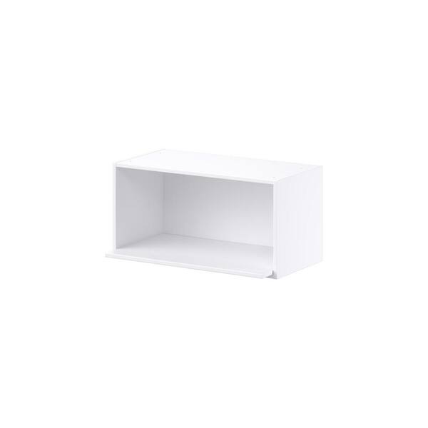 J COLLECTION Fairhope Bright White Slab Assembled Wall Microwave Shelf Kitchen Cabinet (30 in. W X 15 in. H X 18 in. D)