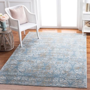 Martha Stewart Isabella Denim Blue/Ivory 8 ft. x 10 ft. Abstract Circle Floral Area Rug