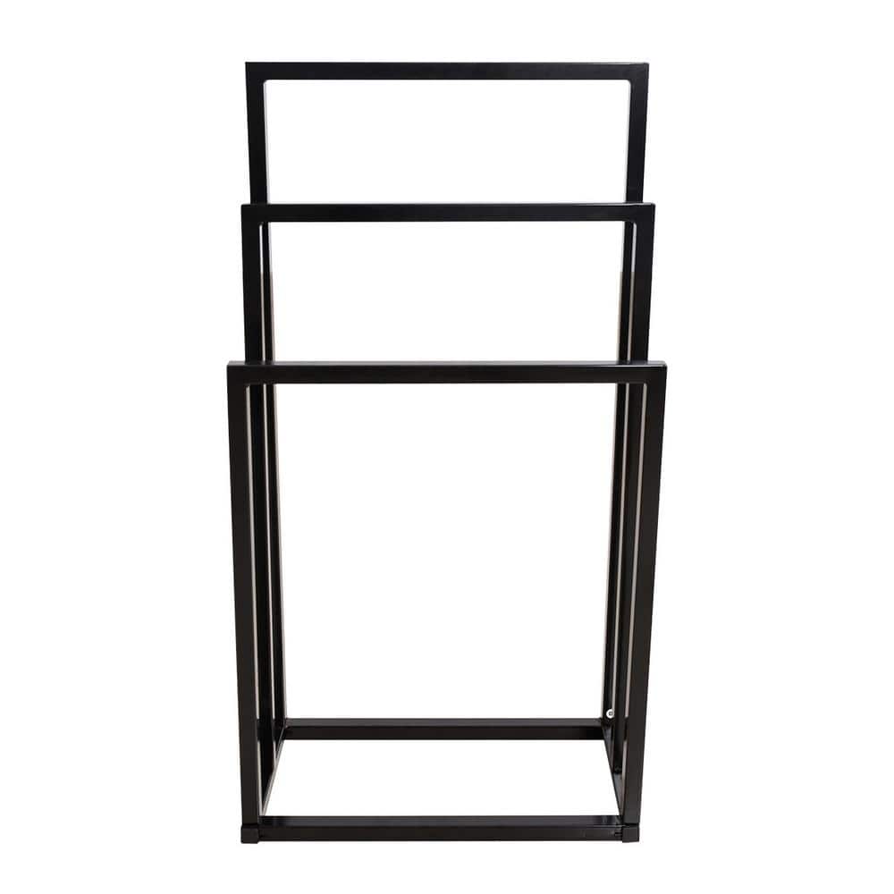 Metal Freestanding Towel Rack 3 Tiers Hand Towel Holder Organizer in Black 