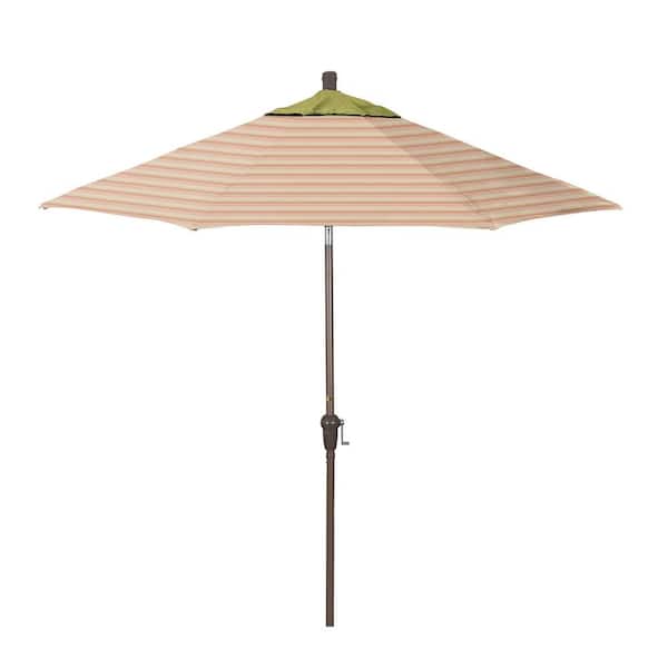 California Umbrella 9 ft. Champagne Aluminum Market Patio Umbrella with Crank Lift and Autotilt in Donovan Garden Pacifica Premium