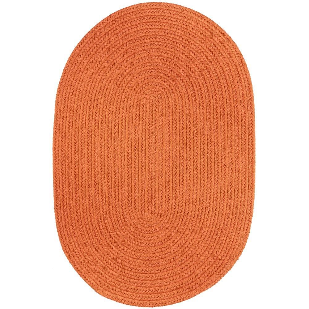 Texturized Solid Mango Poly 2 ft. x 4 ft. Oval Braided Area Rug