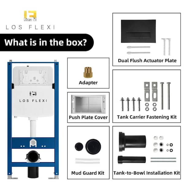 In-Wall Toilet Tank Carrier for Wall Hung Toilets 0.8/1.6 GPF Dual Flush Concealed Tank Includes Flush Plate in Blue
