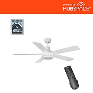 Fanelee 54 in. White Color Changing LED Matte White Smart Ceiling Fan with Light Kit and Remote Powered by Hubspace