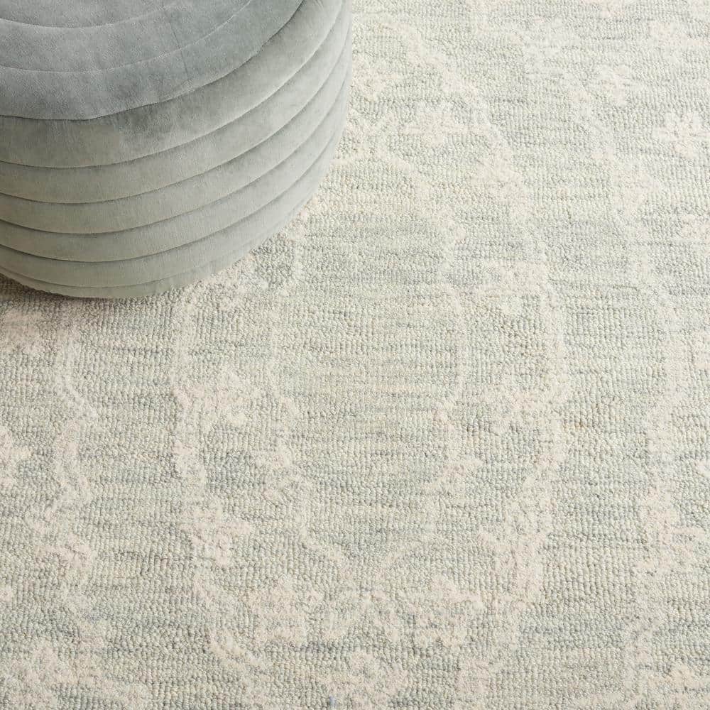Handmade Light Blue Wool Tufted 6' x 9' Rectangular Rug