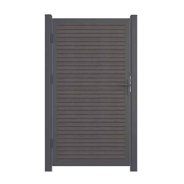 NewTechWood 40.66 in. x 75.19 in. UltraEasy Argentinian Silver Gray Composite Board-on-Board Fence Gate Kit with Gray Frame