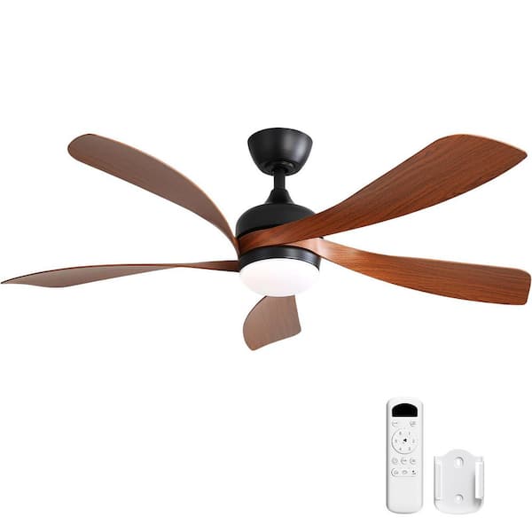 52 in. Indoor/Outdoor Black Modern Downrod Standard Ceiling Fan with Light Kit, DC Reversible Motor and Remote Control