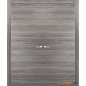 0010 36 in. x 80 in. Flush No Bore Grey Matte Finished Pine Wood Interior Door Slab with French Hardware