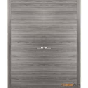 84 in. x 84 in. Solid Core No Bore Grey Matte Finished Pine Wood Swing Interior Door Slab with French Hardware