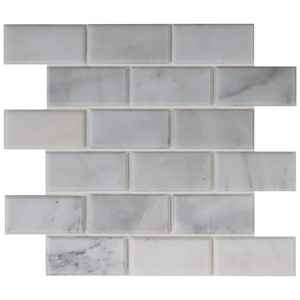 Greecian White Beveled Subway 12 in. x 12 in. x 0.38 in. Polished Marble Mesh-Mounted Mosaic Wall Tile (10 sq. ft./Case) price history on PriceWatchPro