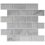 Greecian White Beveled 12 in. x 12 in. Polished Mesh-Mounted Marble Mosaic Wall Tile (10 sq. ft./Case)