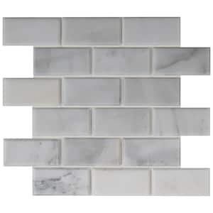 Greecian White Beveled 12 in. x 12 in. x 10 mm Polished Marble Mosaic Tile (1 sq. ft.)