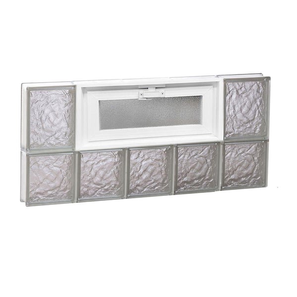 Clearly Secure 28.75 in. x 13.5 in. x 3.125 in. Frameless Ice Pattern Vented Glass Block Window