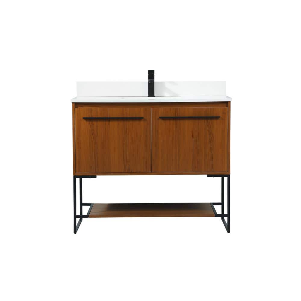 Timeless 40 in. W Single Bath Vanity in Teak with Engineered Stone Vanity T