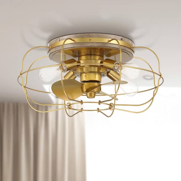 ARRANMORE LIGHTING & FANS Jaxon 22 in. LED Indoor/Outdoor Aged Brass Ceiling Fan with Dimmable LED Lights and Remote Control