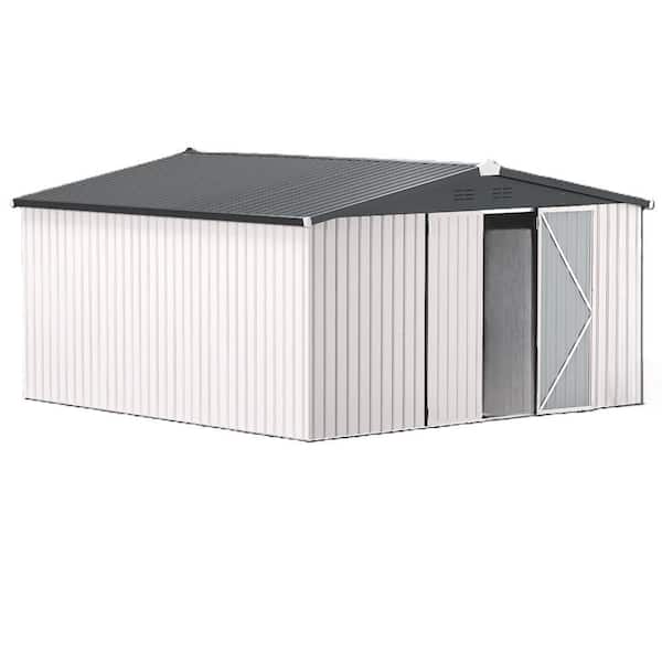 12 ft. W x 12 ft. D Metal Storage Shed, Tools Storage Shed for Garden, Bakcyard, White (144 sq. ft. )