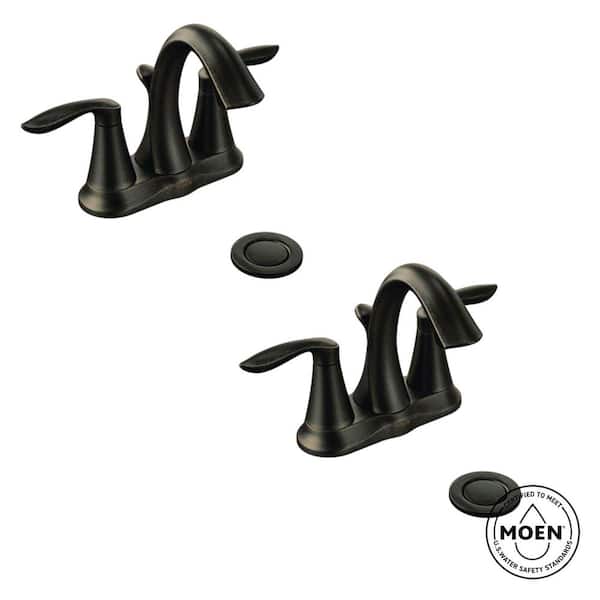 Eva 4 in. Centerset 2-Handle High-Arc Bathroom Faucet in Oil Rubbed Bronze (2-Pack)