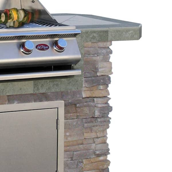 Cal Flame 7 foot Cultured Stone Grill Island with 4-Burner Gas