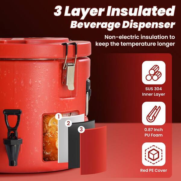 Hcman 20 qt. Insulated Beverage Dispenser, Ice & Hot Drink