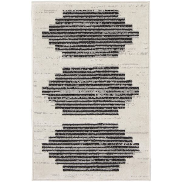 Nourison Modern Passion Ivory doormat 2 ft. x 3 ft. Geometric Contemporary Kitchen Area Rug