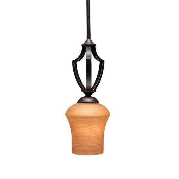 Unbranded Cleveland 100-Watt 1-Light Brown Shaded Pendant Light Mini Pendant with 5.5 in. Cayenne Glass Shade, No Bulb Included