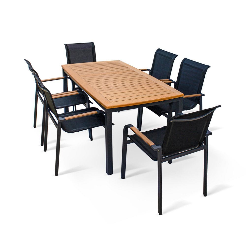 Carmel Black 7-Piece Aluminium Outdoor Dining Set