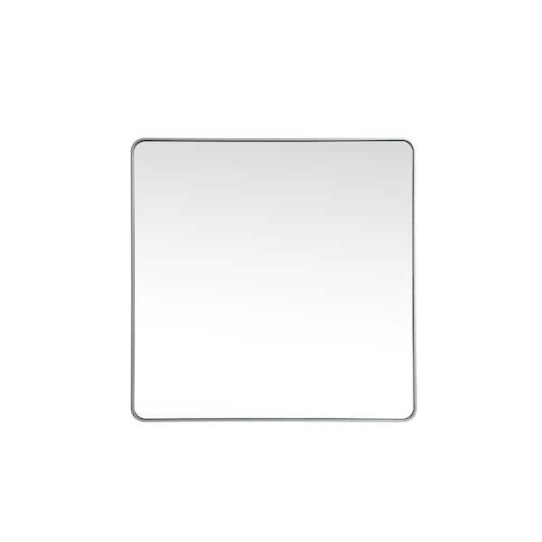Unbranded Timeless Home 48 in. W x 48 in. H x modern Soft Corner Metal Square Silver Mirror