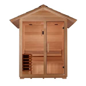 GDI Series 3-Person Indoor/Outdoor Wet/Dry Sauna In Treated Hemlock with Traditional Steam Heater Includes Accessories