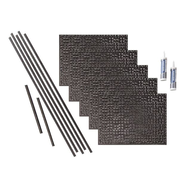 Fasade Terrain 18 in. x 24 in. Smoke Pewter Vinyl Decorative Wall Tile Backsplash 15 sq. ft. Kit