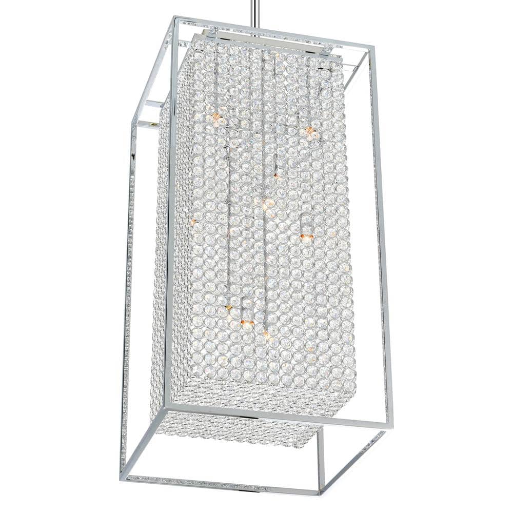 Cube 29" Chrome and Crystal 11-Light Chandelier