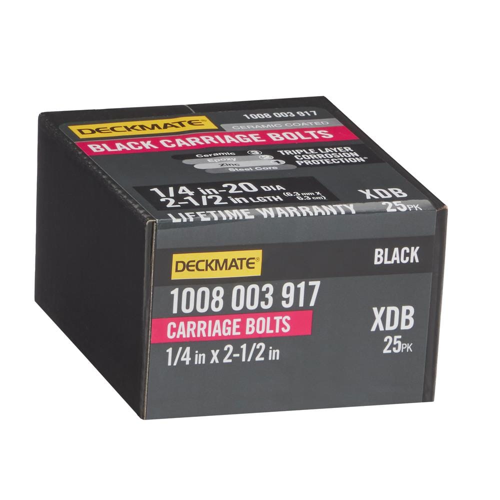 1/4 in. -20 x 2-1/2 in. Black Deck Exterior Carriage Bolt (25-Pack) price history on PriceWatchPro