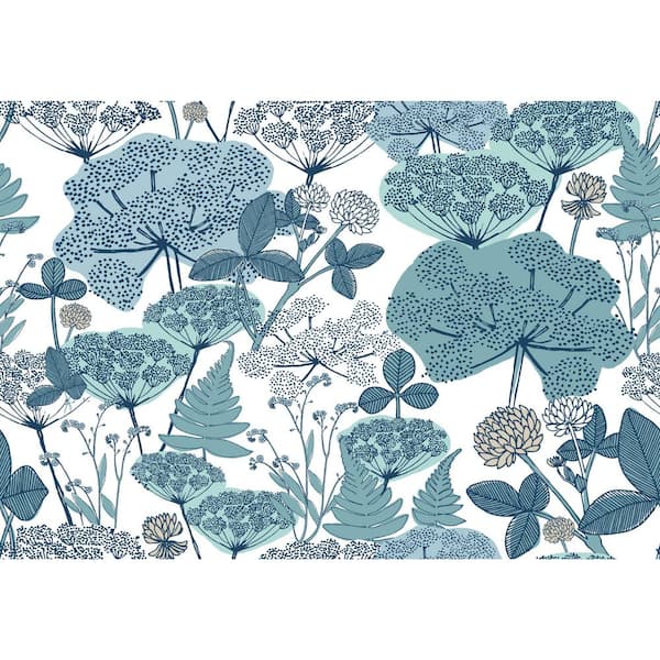 RoomMates Blue and White Niittypolku Peel and Stick Wallpaper (Covers 28.29 sq. ft.)
