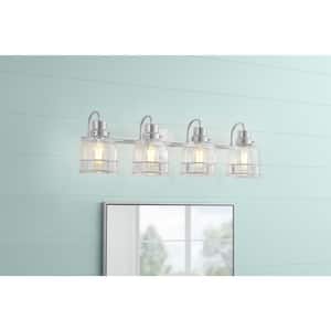 Willow Springs 31.25 in. 4-Light Chrome Bathroom Vanity Light with Clear Glass Shade