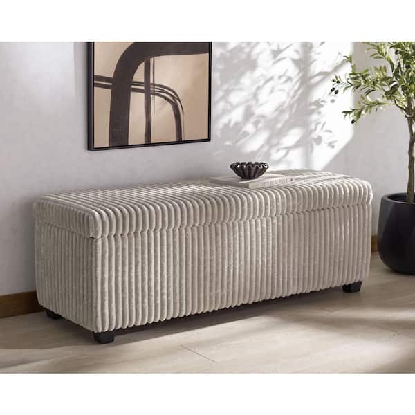 Lynzie 54.5 in. Grey Entryway Bench with Storage