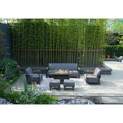 6-Piece Aluminum Patio Fire Pit Seating Set with Bruce Dark Gray Acrylic Cushions