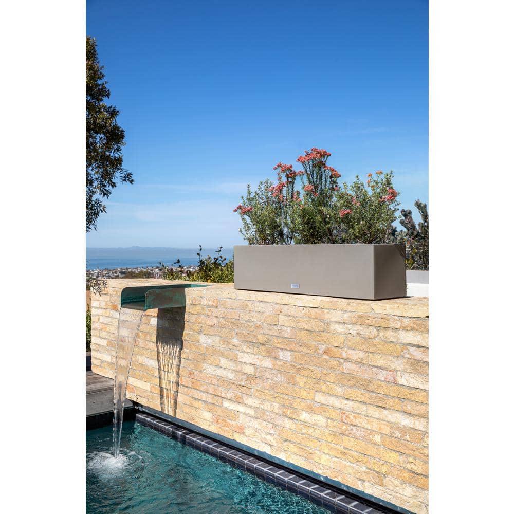 Gray Rectangular Plastic Window Box Planter with Drainage Holes