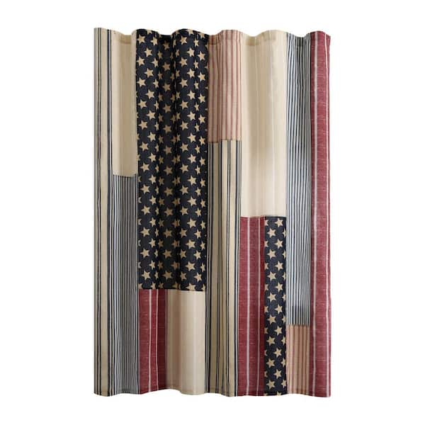 Modern Heirloom Americana Patchwork 72 in. W x 72 in. L Cotton Shower Curtain in Red/Blue